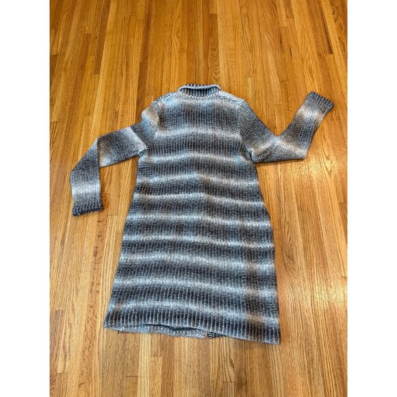 Lucky Brand Womens Longline Button Cardigan Sweater L Black & White Knit - Picture 8 of 8